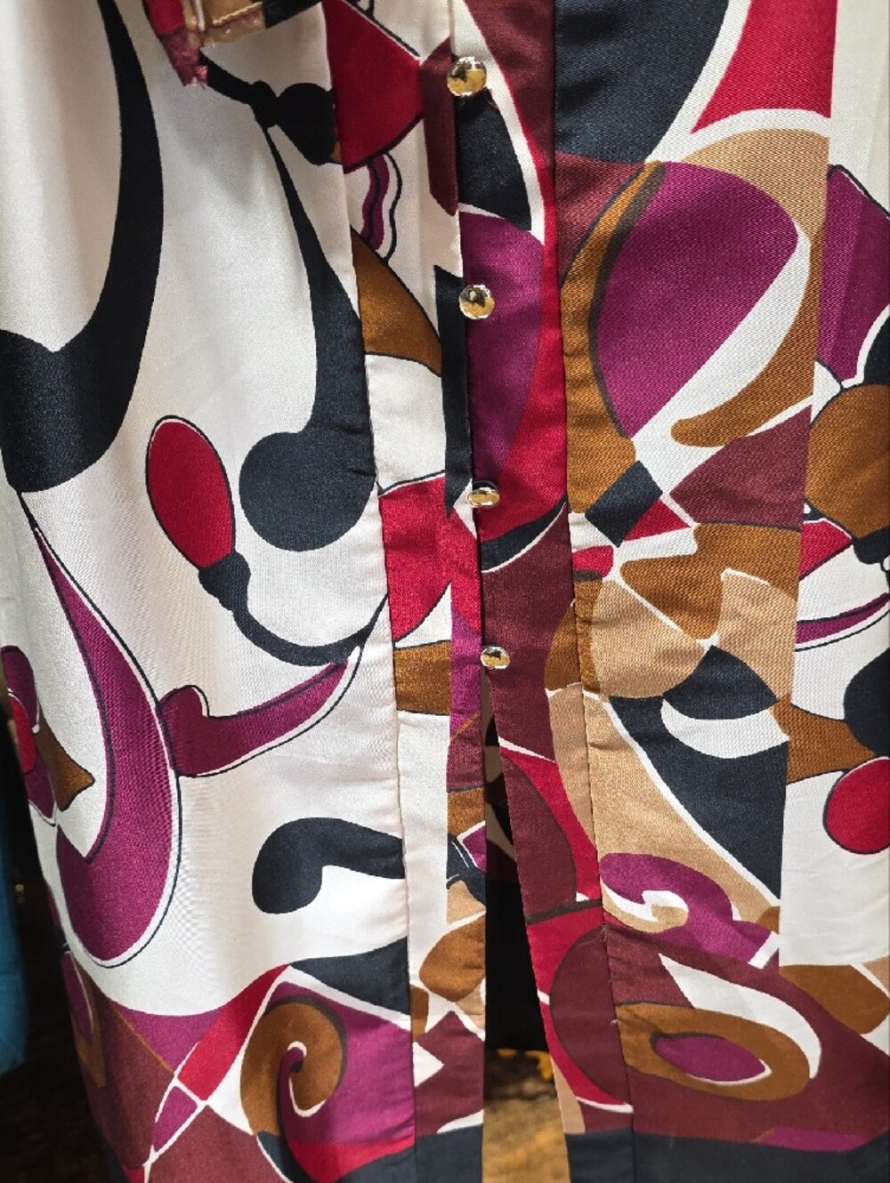 NEW! Zara Abstract Print Button Up Maxi Dress in Magenta, Brown and Black - Picture 7 of 13